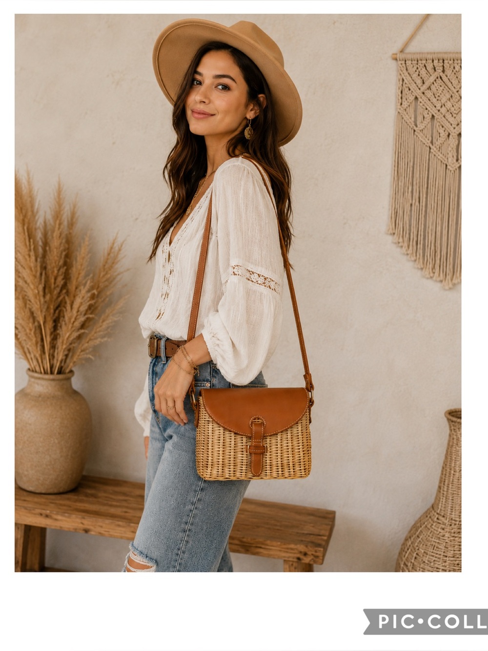 J. McLaughlin Rivington Woven Leather Resort Crossbody Bag